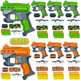 Wordot eight pack blaster guns in green and orange for team play