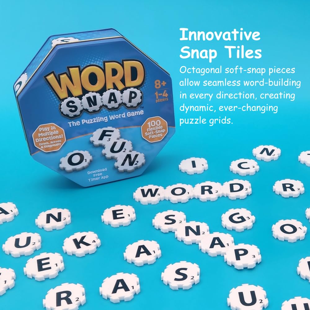 WordSnap board-free play grid demonstrates unlimited layout possibilities.