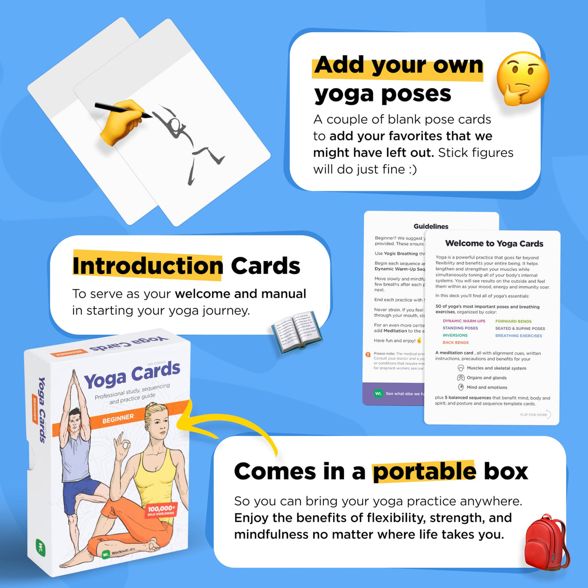 WorkoutLabs Yoga Cards class sequences: quick reference for beginner-friendly sessions.