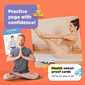WorkoutLabs Yoga Cards durable plastic deck: portable and travel-ready for on-the-go practice.