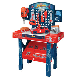 World Tech Toys Spider-Man bench set in a busy workshop for imaginative play.