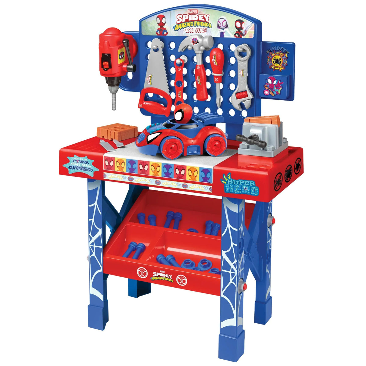 World Tech Toys Spidey bench set workshop scene for imaginative building play