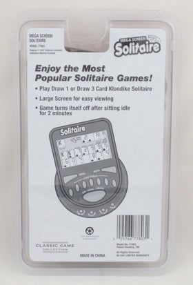 Worldwise Imports MegaScreen Solitaire Handheld Game back view highlighting a slim portable design for travel fun