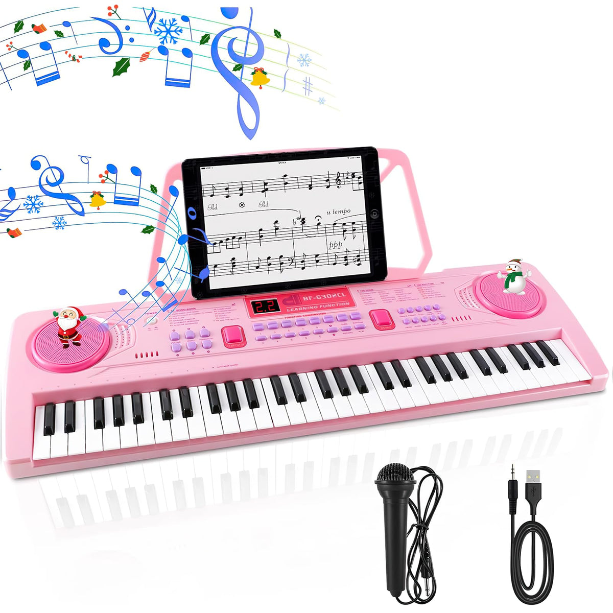 WOSTOO 61-key kids piano displaying teaching mode for guided practice