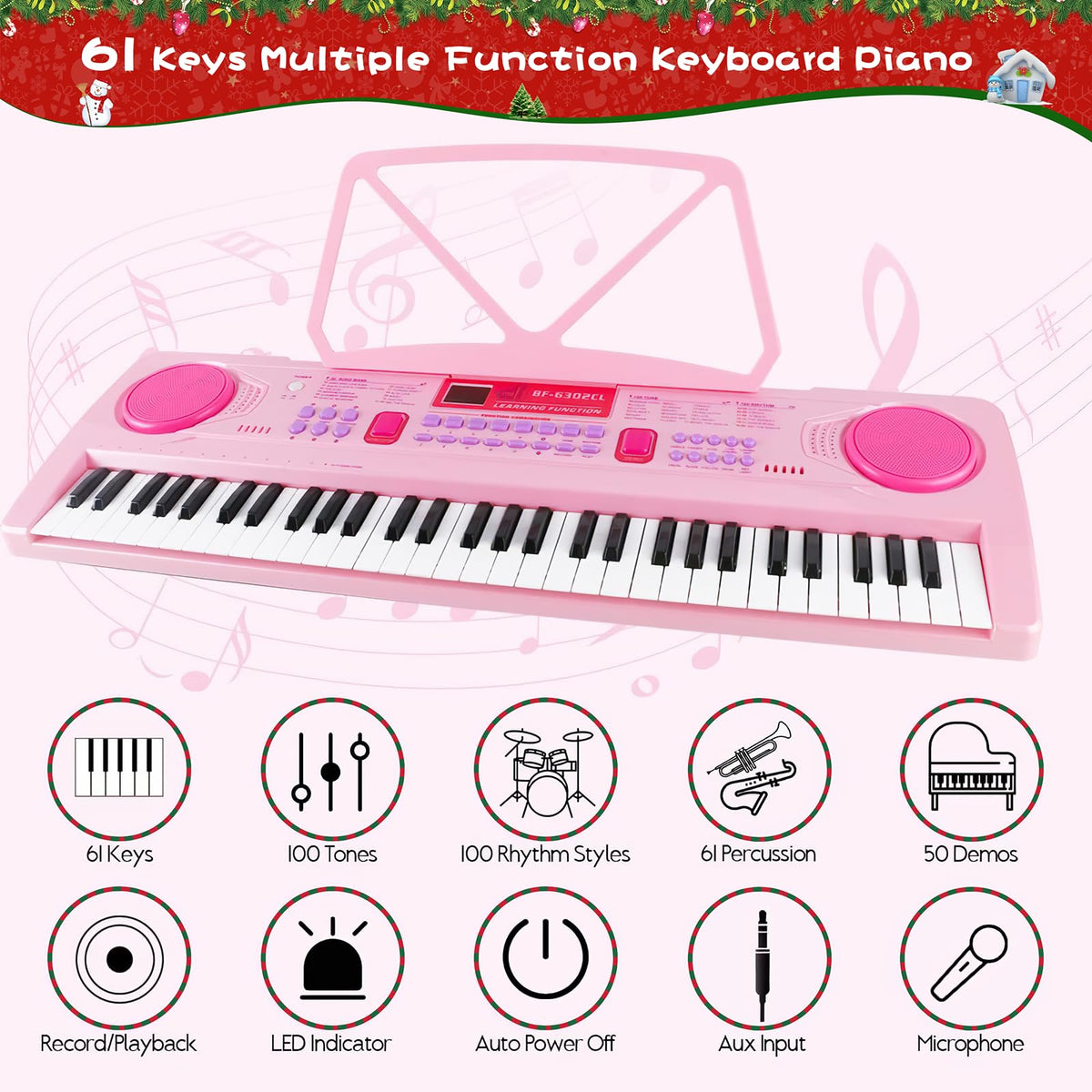 WOSTOO 61-key piano offering 100 rhythms for variety