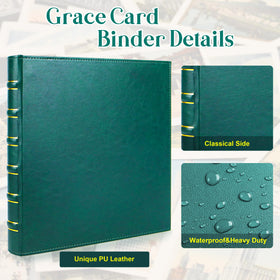 WOT I vintage leather card binder spine features gold accents and classic book-like appeal.