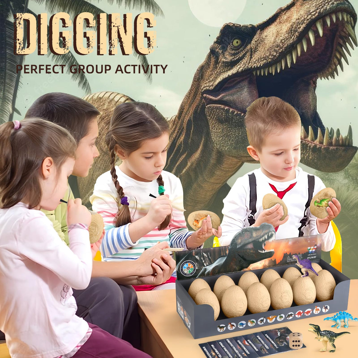 Golden eggs in the kit conceal a variety of dinos