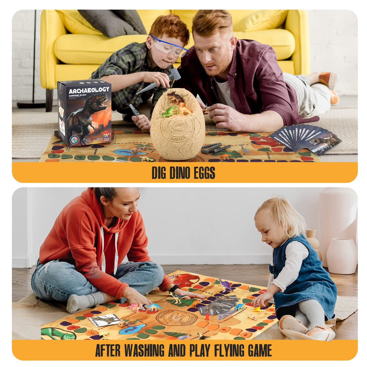 Woumserta Jumbo Dino Egg Dig Kit digging tools set for hands-on exploration.