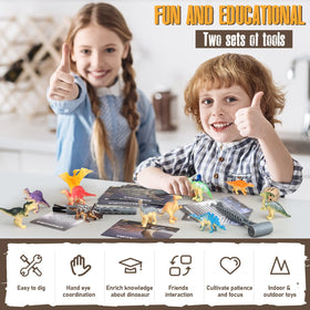 Woumserta Jumbo Dino Egg Dig Kit safety glasses included for safe digging.