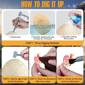 Woumserta Jumbo Dino Egg Dig Kit washable playmat keeps mess contained.