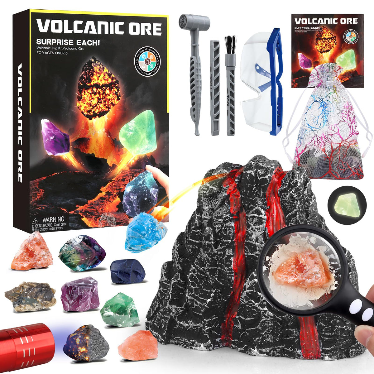 Woumserta Volcano Dig Kit box view showing inviting excavation setup