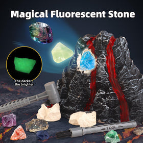 Woumserta Volcano Dig Kit glow rock lights up in the dark