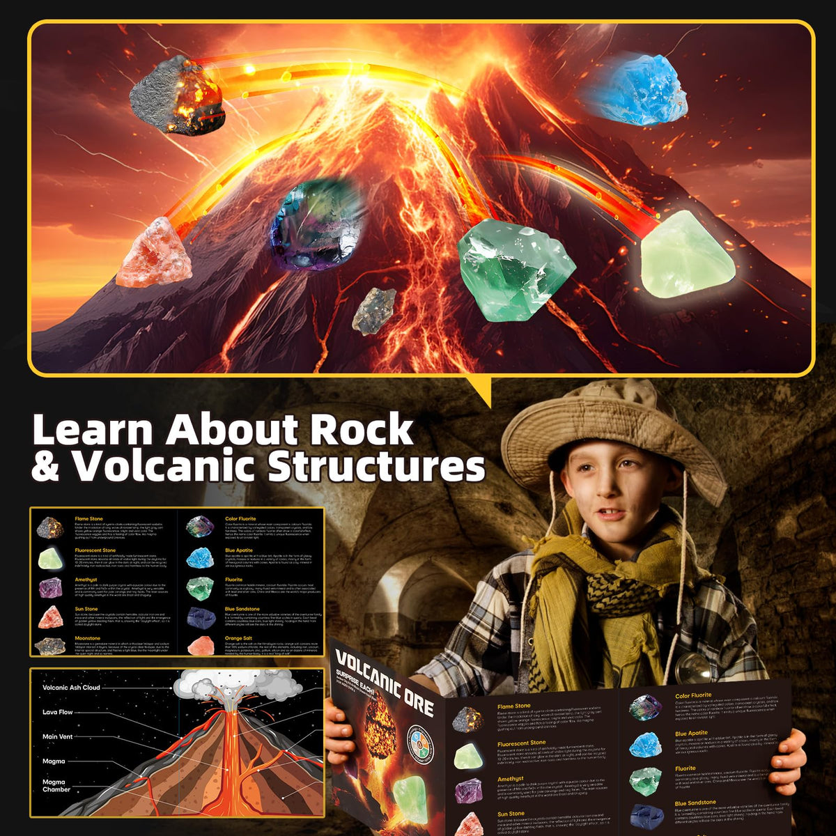 Woumserta Volcano Dig Kit kid-friendly science toy sparks imagination