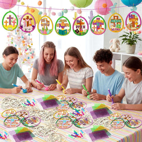 Wovnet pre-printed wooden eggs: display 'He is Risen' messages