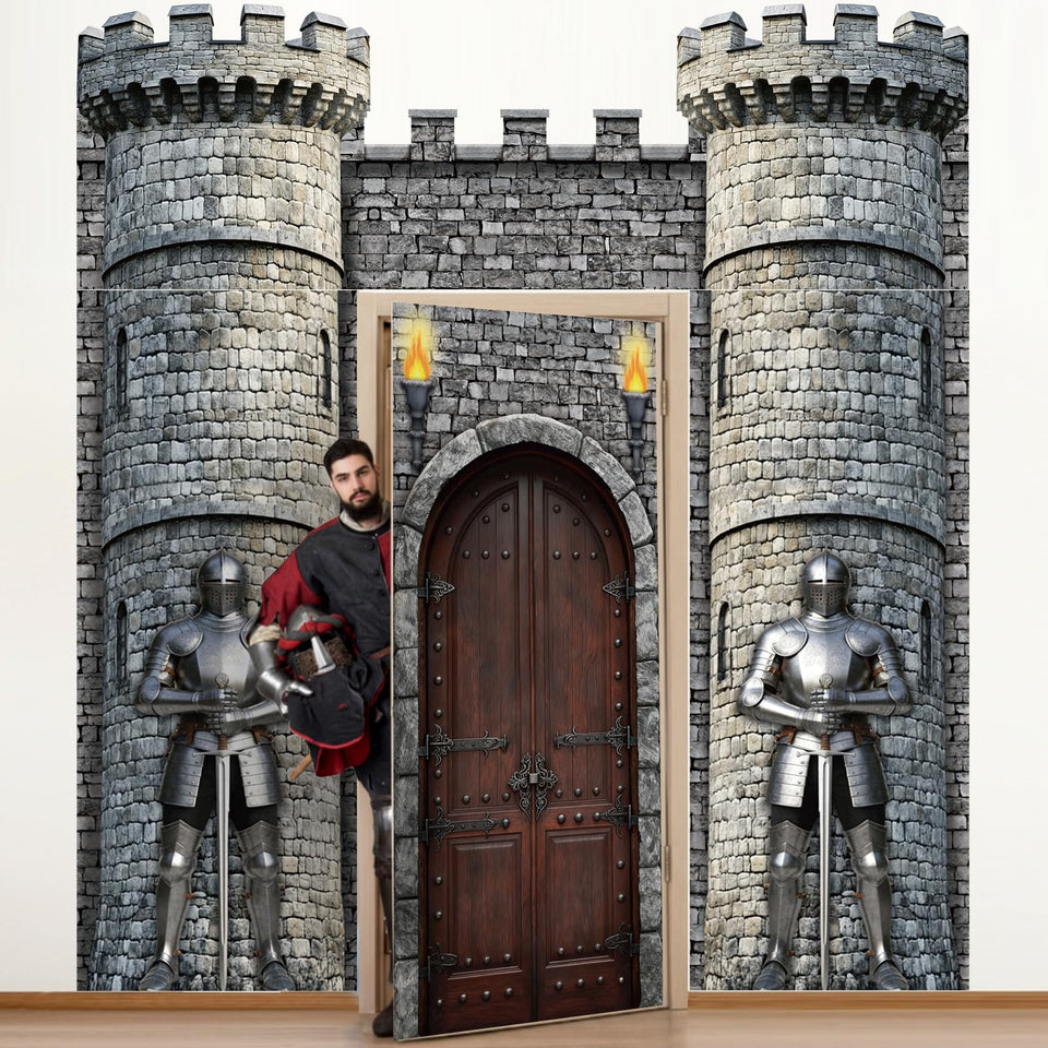 WovWeave medieval side tower knight banner enhances dramatic entrance at events.
