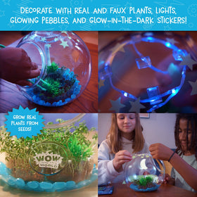 Wow in the World Light-Up Terrarium's UV-lit moon center enhances the glow effect.