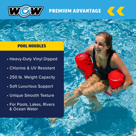 WOW Sports red foam pool noodle stands up to water park wear