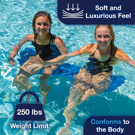 WOW Sports blue vinyl-coated foam noodle shows durable color resistance in sun and chemicals.
