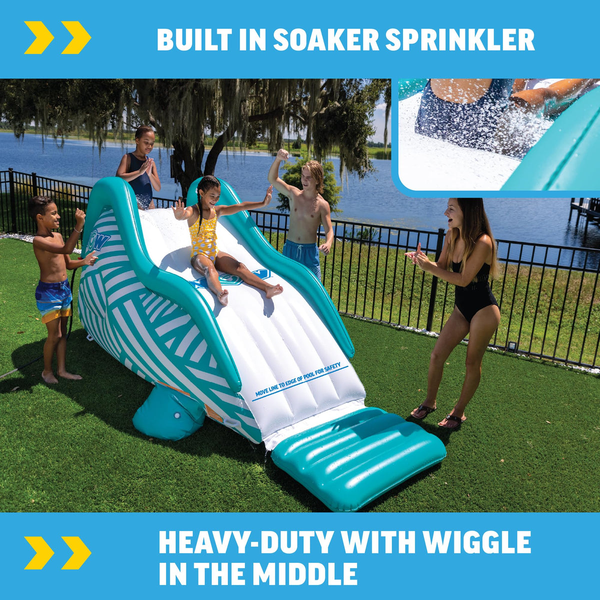 WOW Sports Wiggler slide soft-landing bumper ensures safer, carefree landings.