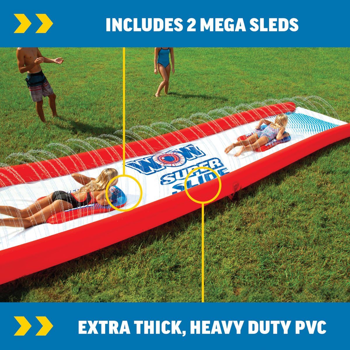 WOW Sports zigzag sprinkler system for continuous water flow on the slide
