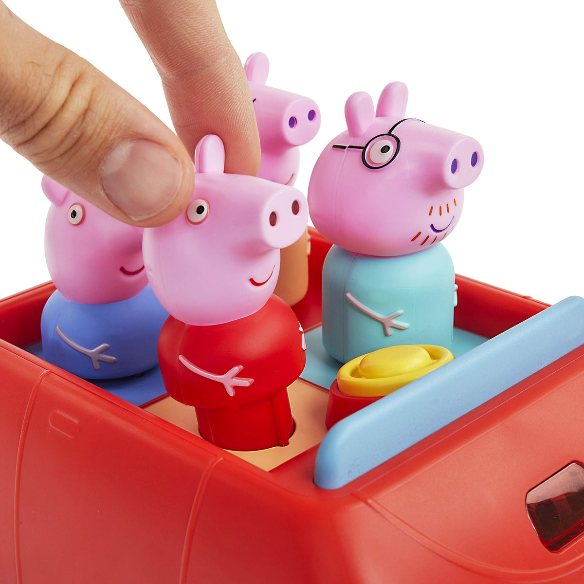 Four Peppa Pig figures included with the Clever Car for imaginative play.