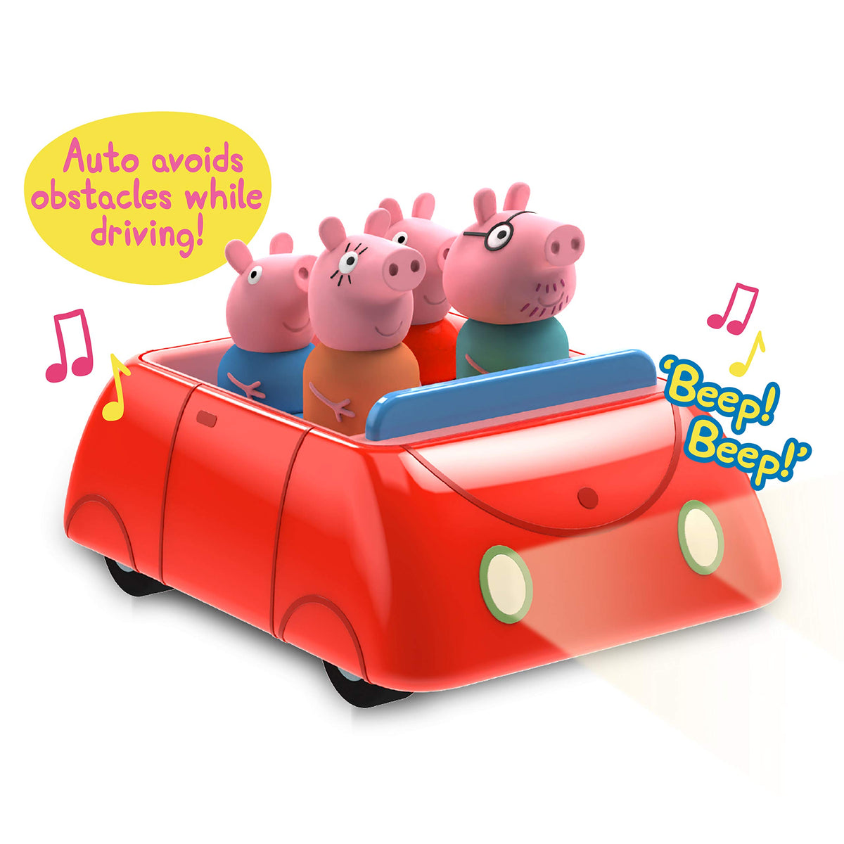 Peppa Pig's Clever Car side view showing compact motorized design for indoor play.