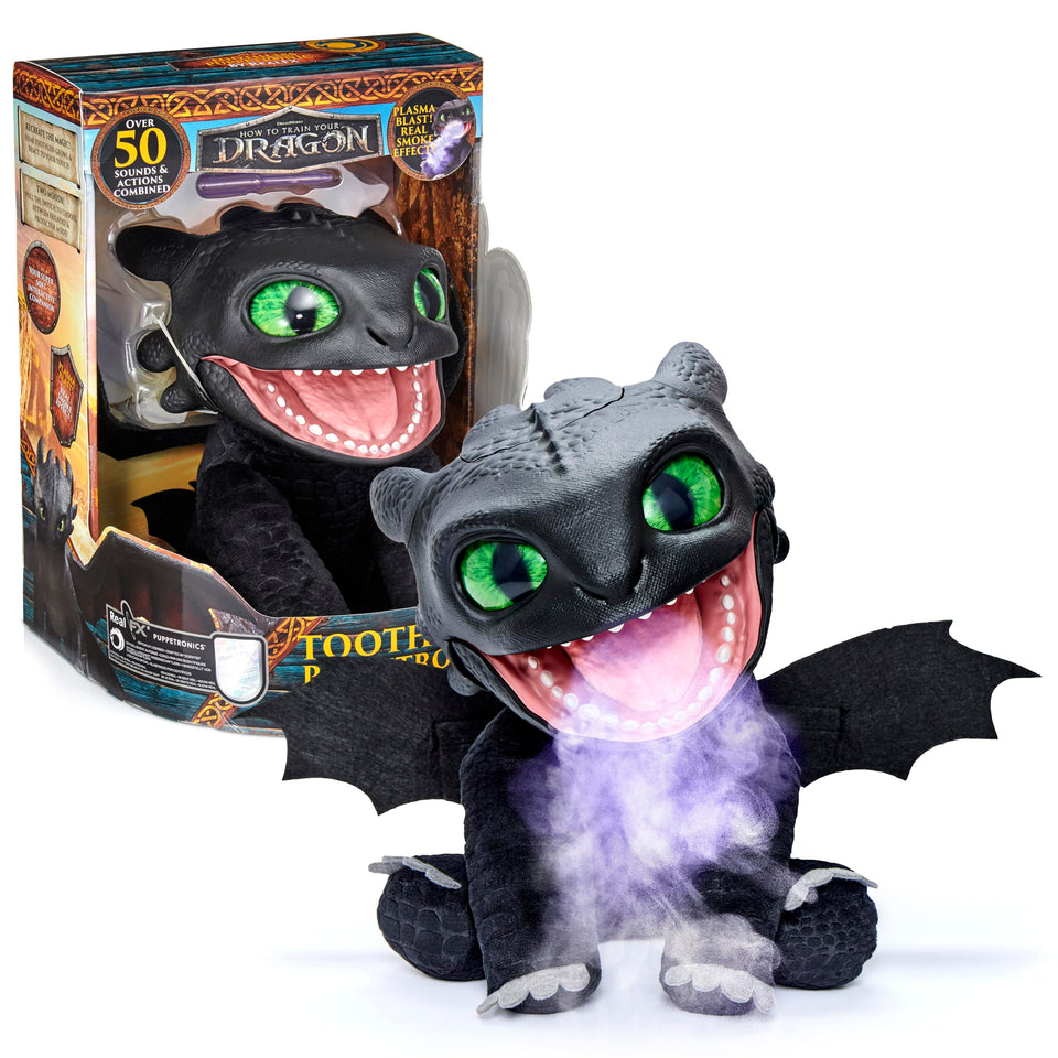 WOW! STUFF Toothless Puppetronic in display box boosts collectible appeal and shelf presence.