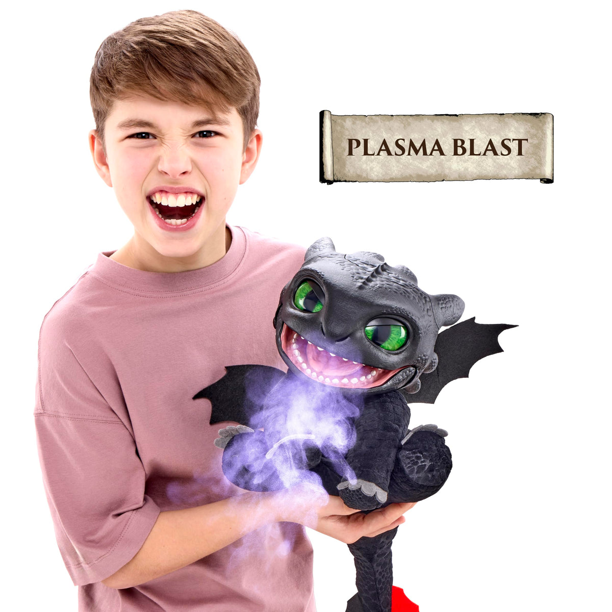 WOW! STUFF Toothless Puppetronic face close-up shows expressive eyes and lifelike detail.