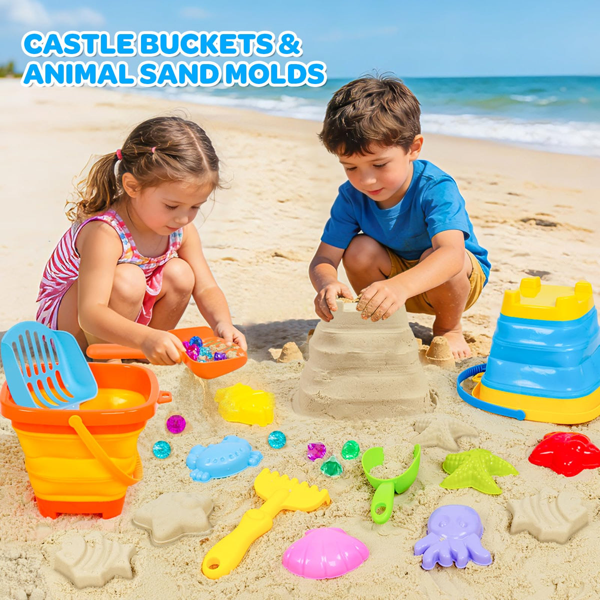 Wowlyntoy ocean-themed sand molds encourage creative shaping