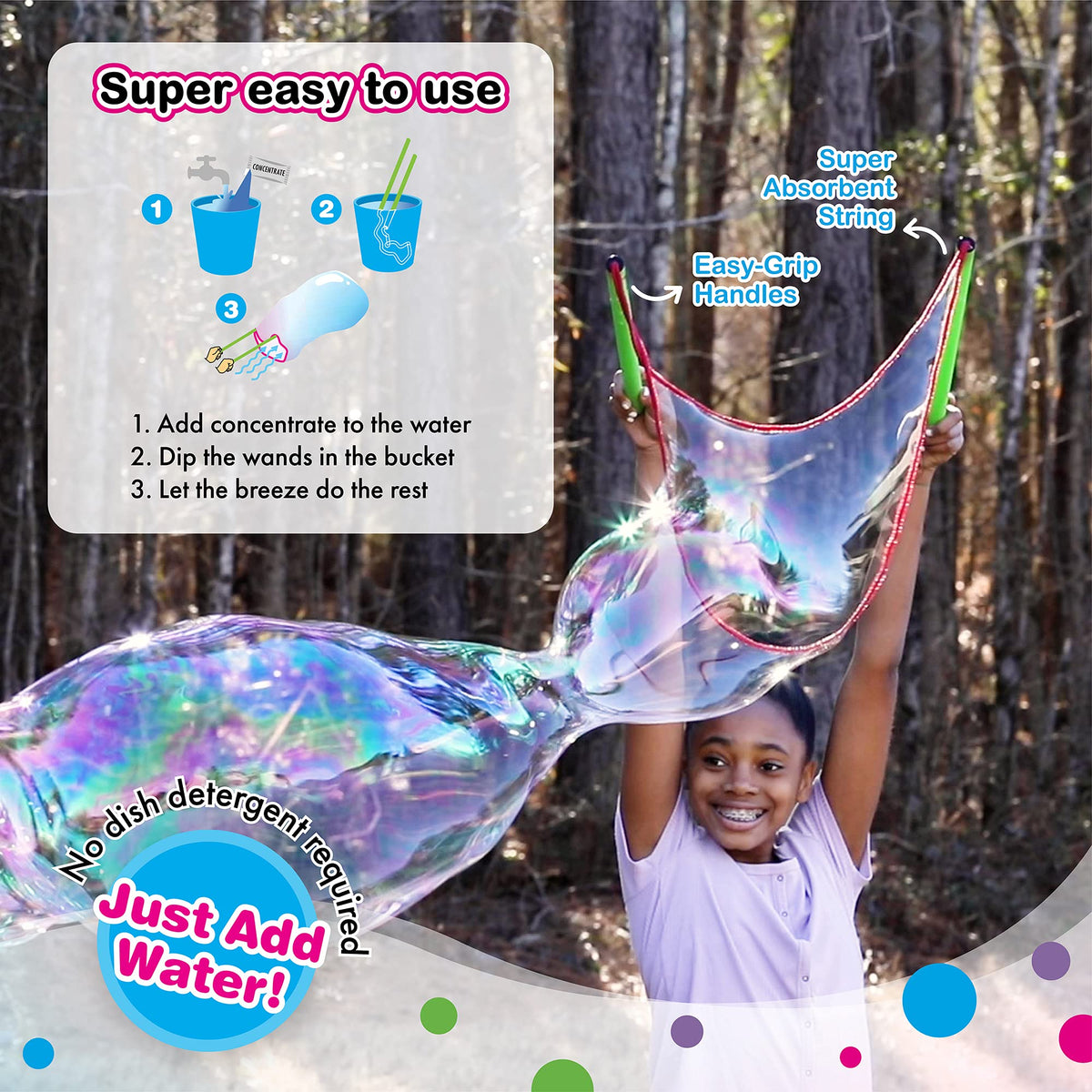 WOWMAZING bubble play at the beach or park with colorful bubbles