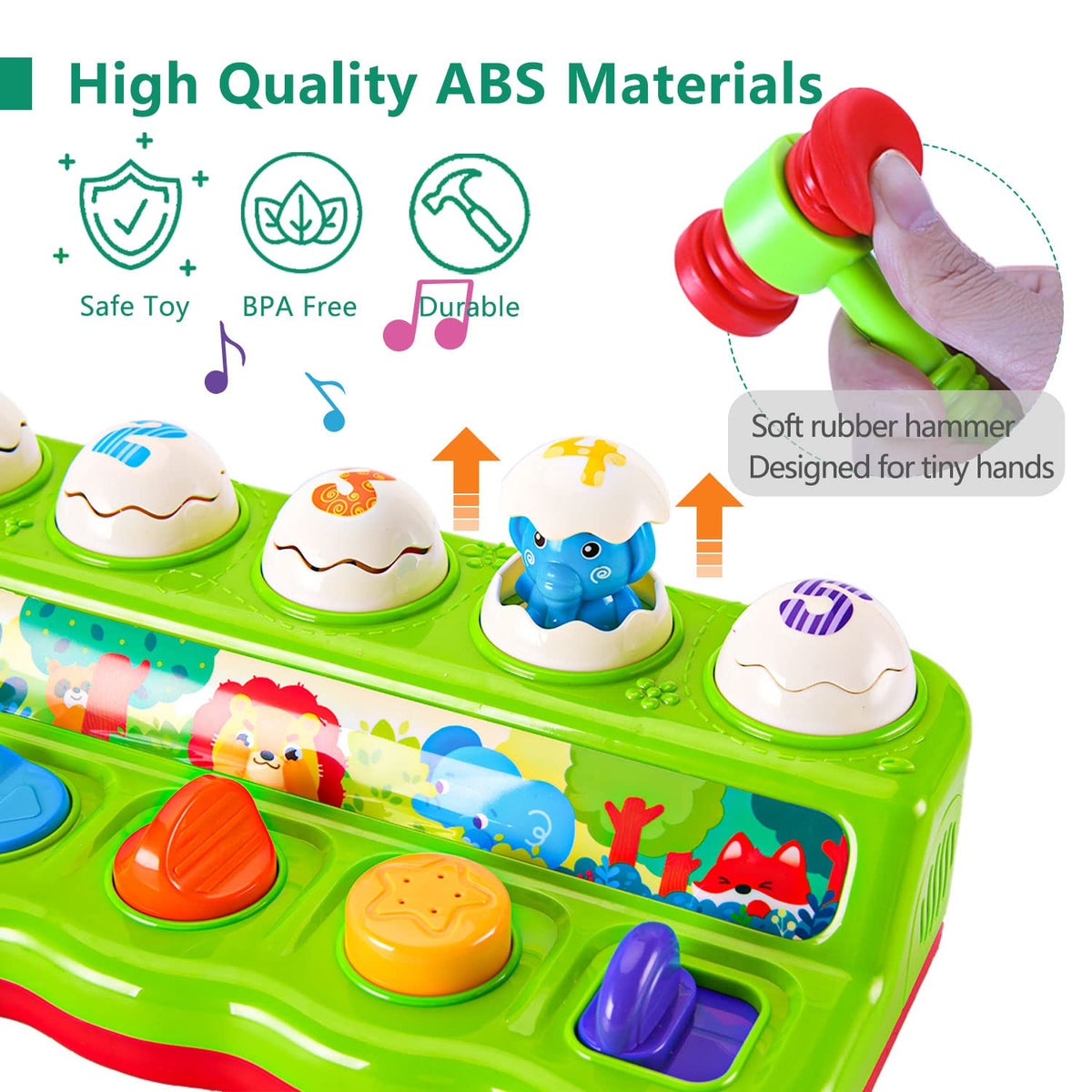 WOWOHAGE Pop Up Pals buttons and eggs visual focus invites interactive exploration.