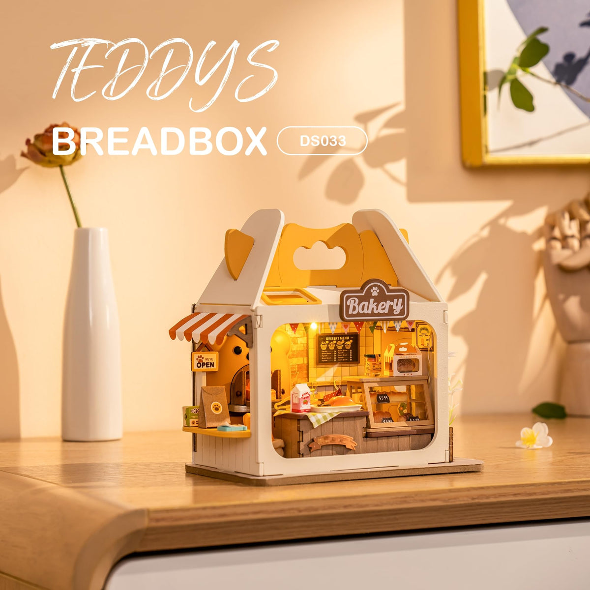 Wowood teddy breadbox miniature-house kit transforms desk into tiny world