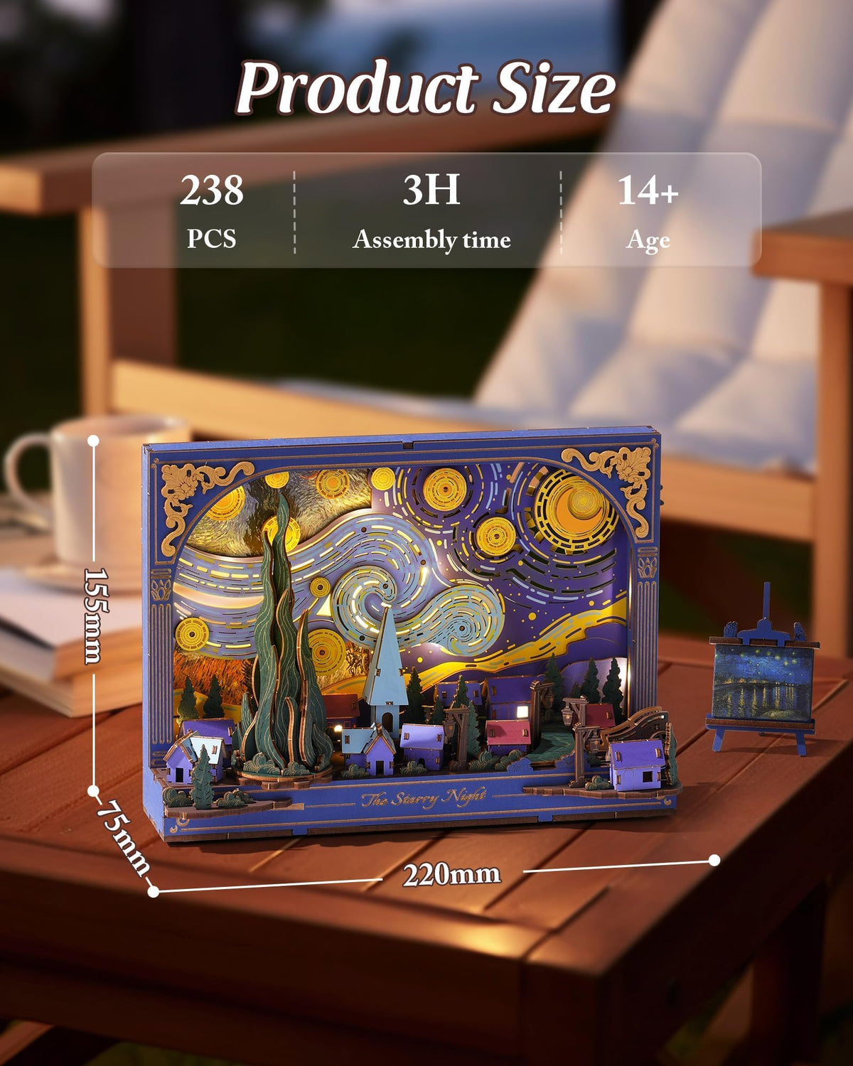 Wowood Starry Night puzzle during assembly reveals textured 3D brushstroke detail