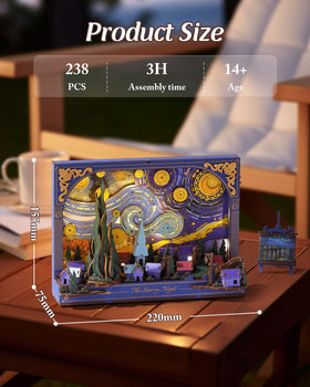 Wowood Starry Night puzzle during assembly reveals textured 3D brushstroke detail