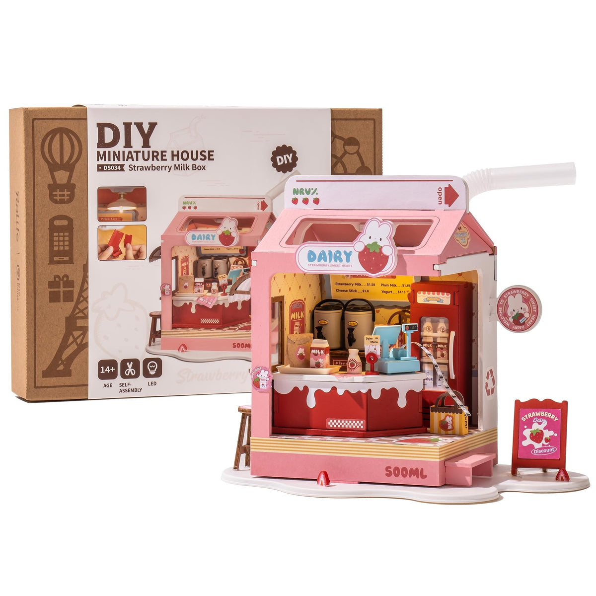 Display-ready Wowood Strawberry Milkbox on your shelf after completion.