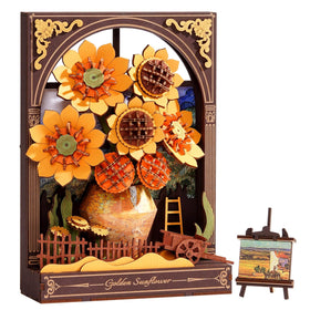 Wowood 3D sunflower LED puzzle glows as a striking living room centerpiece.