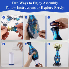 Wowsome 3D Puzzle Vase on a table as a centerpiece in a stylish room.