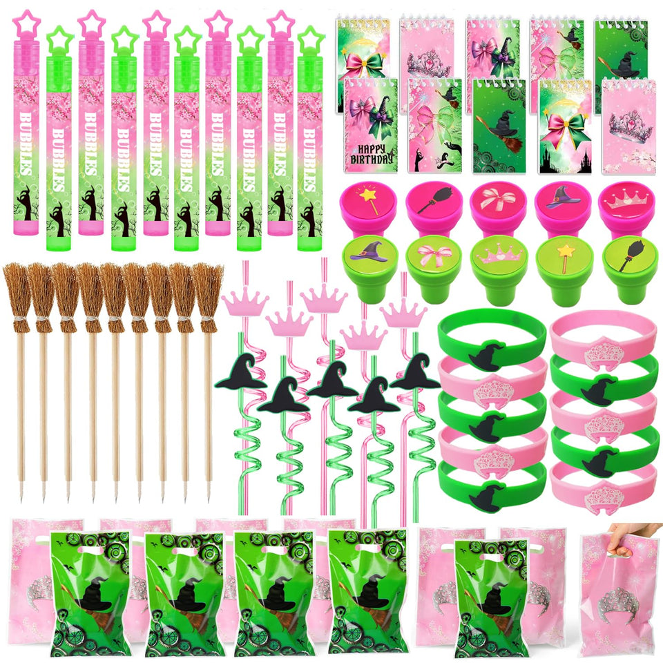 WPAZH pink-green party favor straws add colorful drinks for celebrations