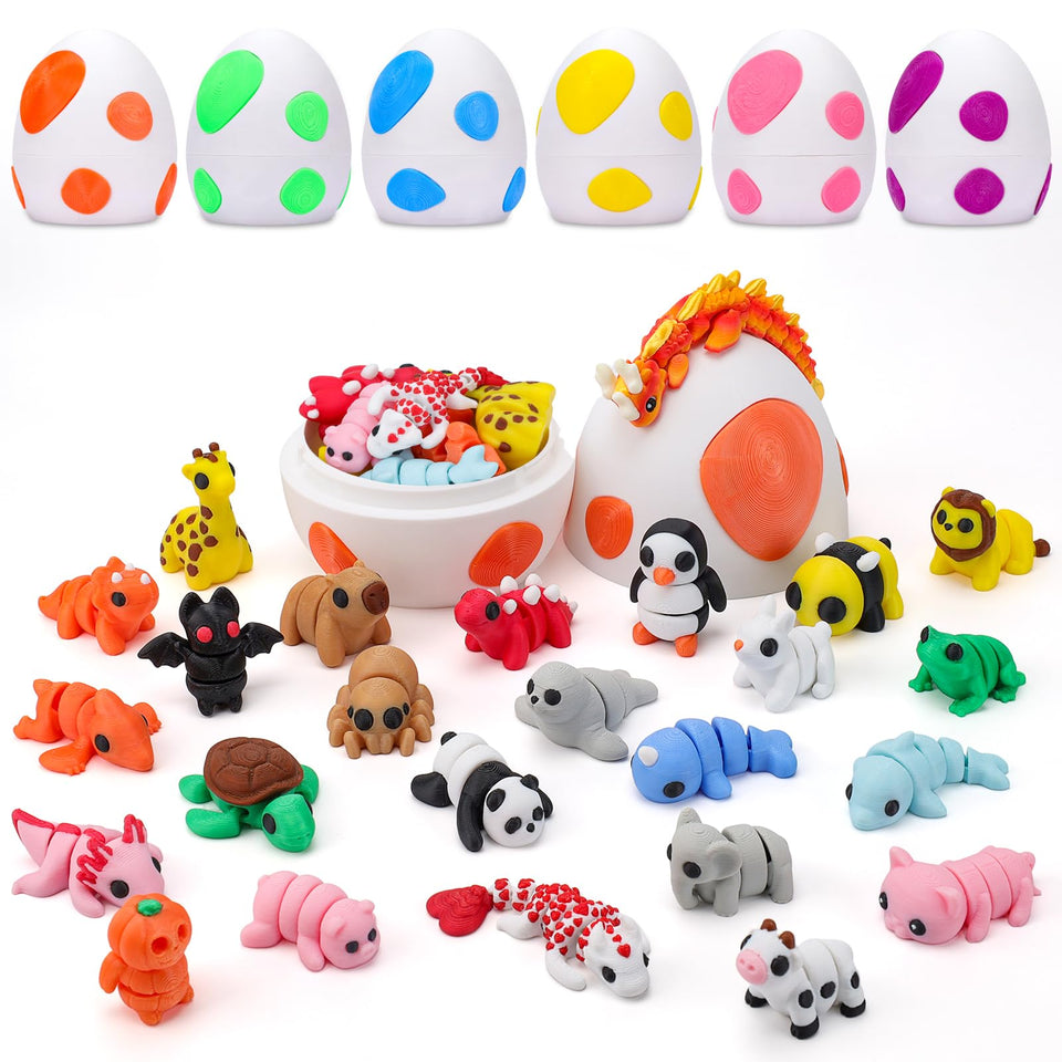 WQXWNFBA mini 3D printed animals with dragon eggs boost unboxing excitement.