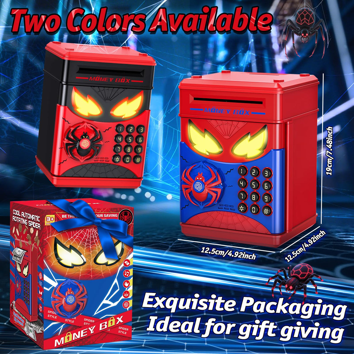 Wrystte Spider Piggy Bank provides safe storage for kids' coins and notes