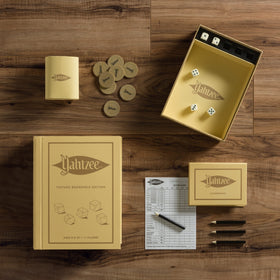 WS Game Company Yahtzee Vintage Bookshelf Edition dice keepers and chips offer tactile luxury