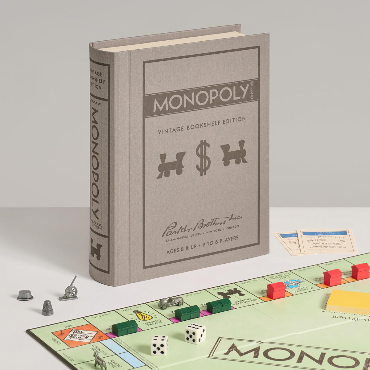 Removable banker’s tray inside the book-case for organized money and deeds