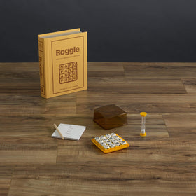 WS Game Company Boggle 4x4 tray highlights quick word challenges for family nights.