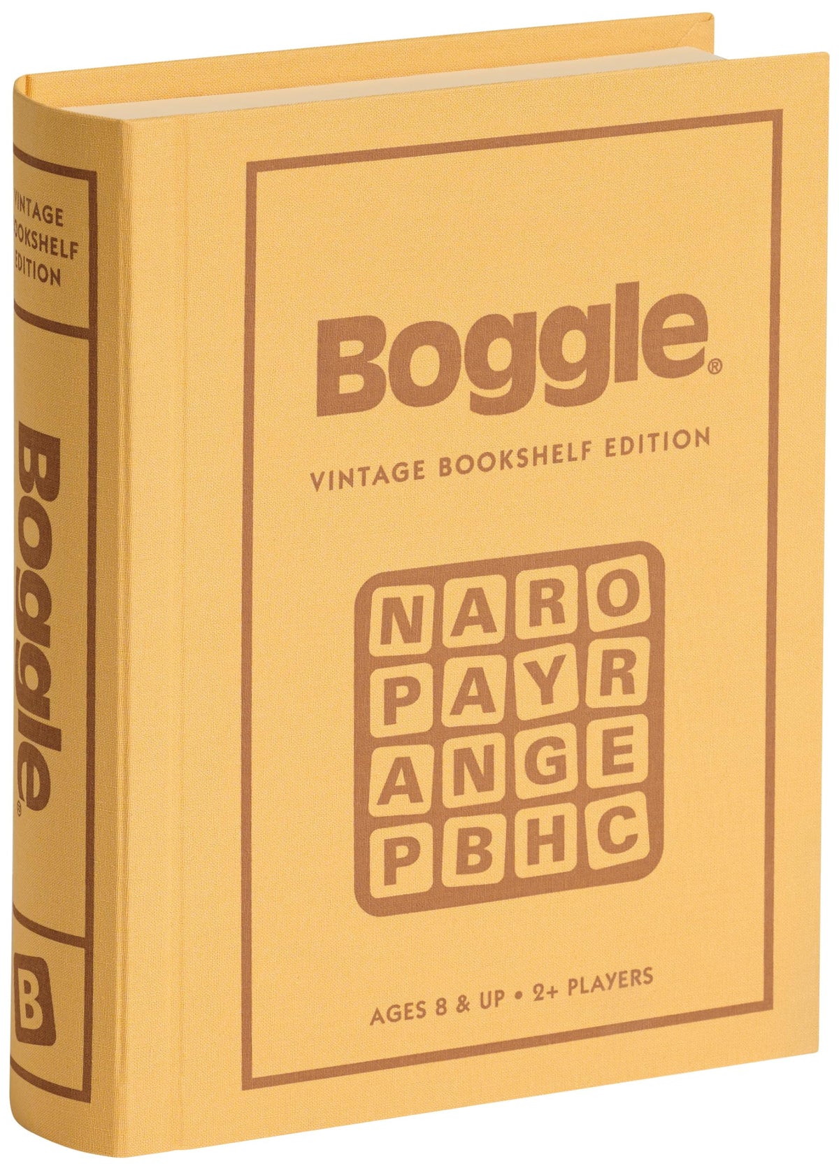 WS Game Company Boggle vintage bookshelf edition with linen-wrapped box for stylish game nights.