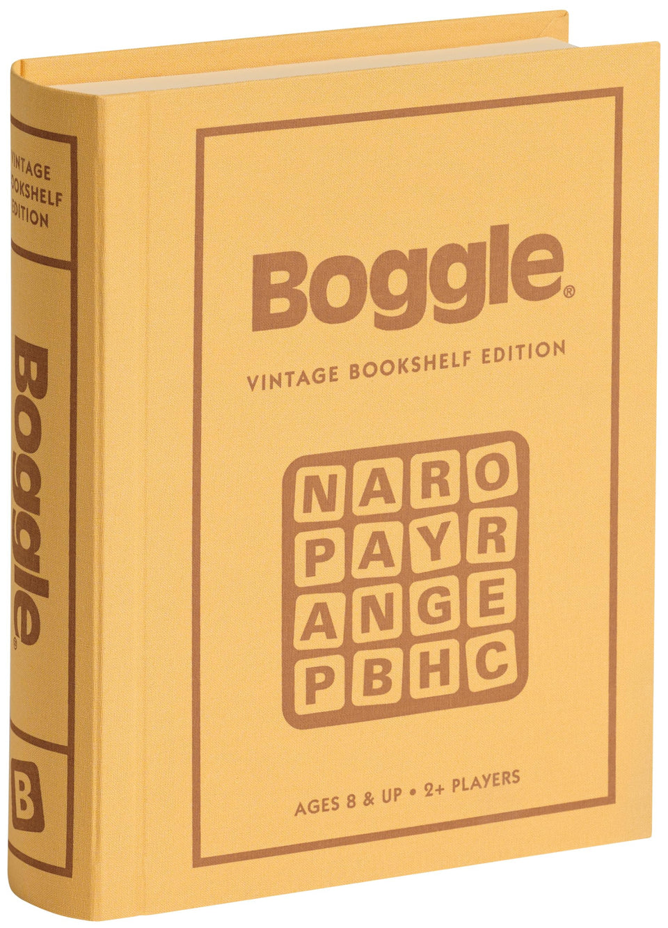 WS Game Company Boggle vintage bookshelf edition with linen-wrapped box for stylish game nights.