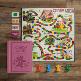 Candy Land folding game board with retro art provides a large play surface.