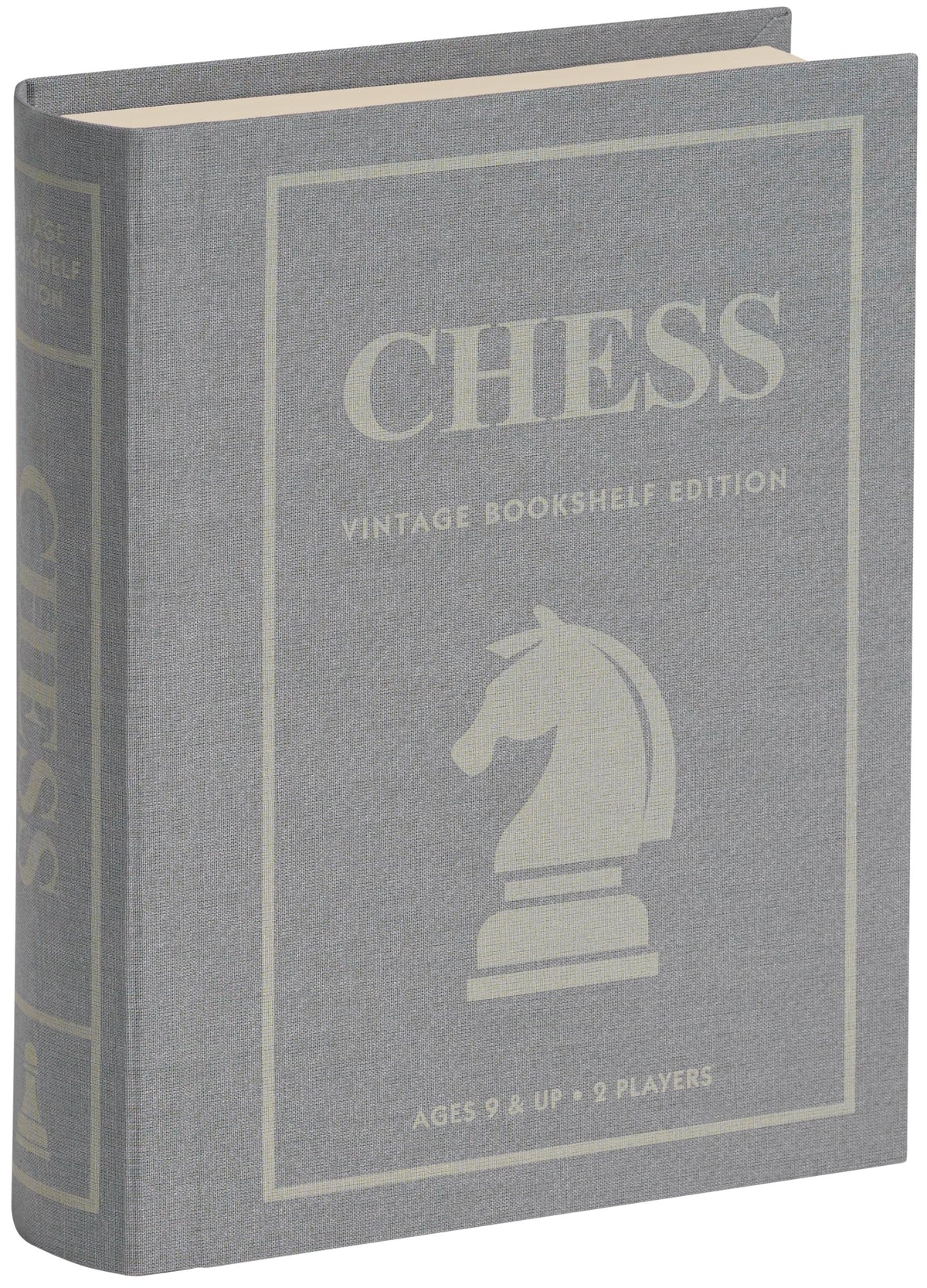 WS Game Company Chess Vintage Bookshelf Box with Linen Wrap, elegant storage and décor