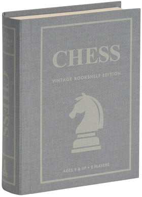 WS Game Company Chess Vintage Bookshelf Box with Linen Wrap, elegant storage and décor