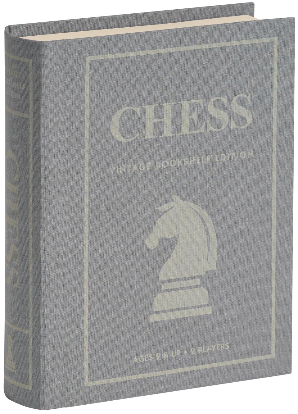 WS Game Company Chess Vintage Bookshelf Box with Linen Wrap, elegant storage and décor