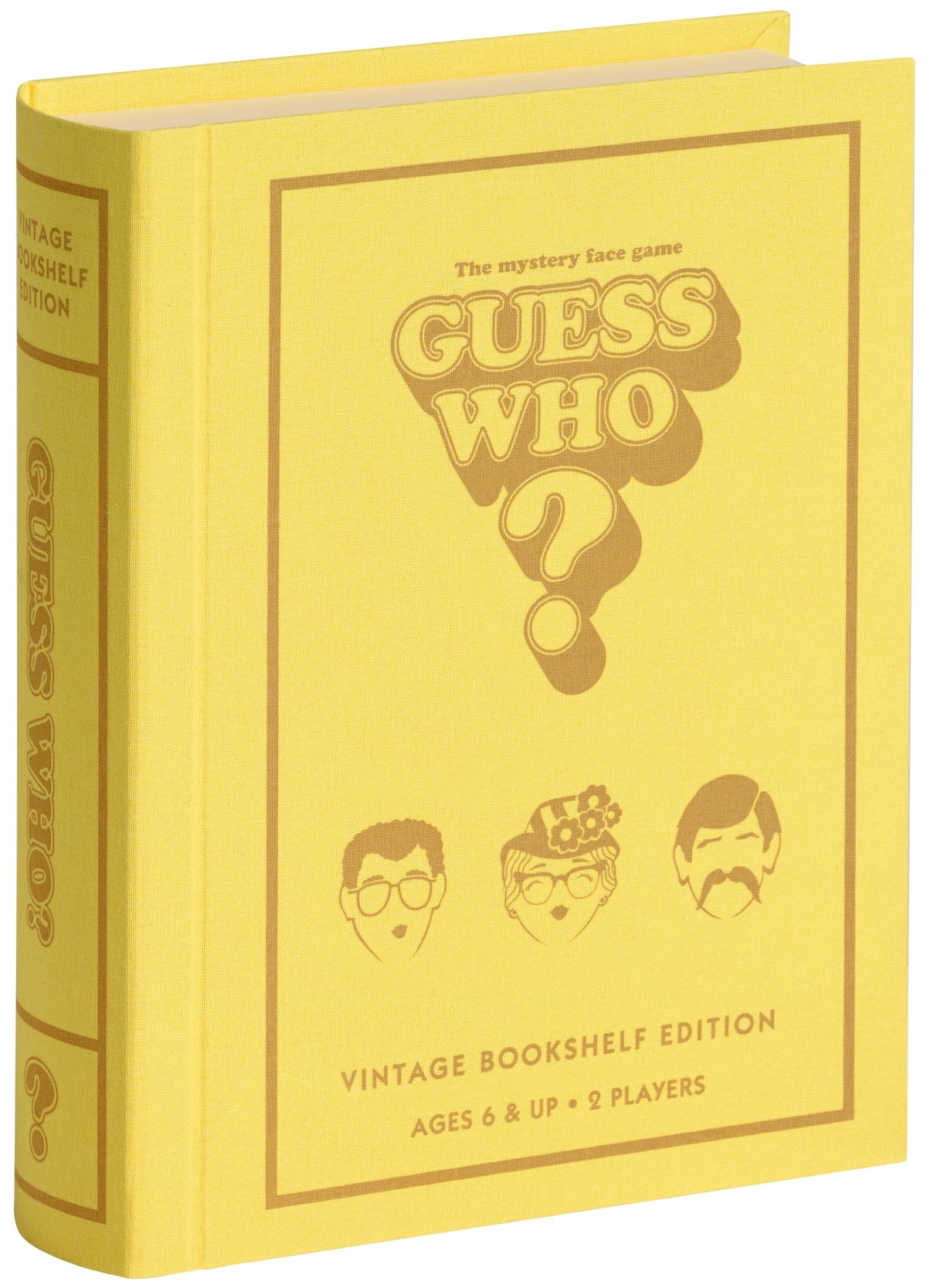 WS Game Company Guess Who? linen-wrapped vintage bookshelf box for stylish storage